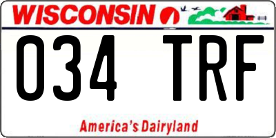 WI license plate 034TRF