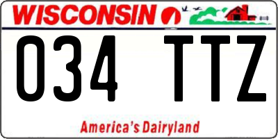 WI license plate 034TTZ