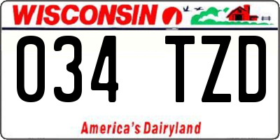 WI license plate 034TZD