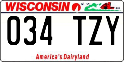 WI license plate 034TZY