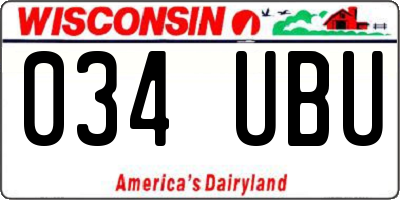 WI license plate 034UBU
