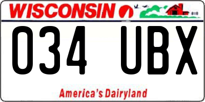 WI license plate 034UBX