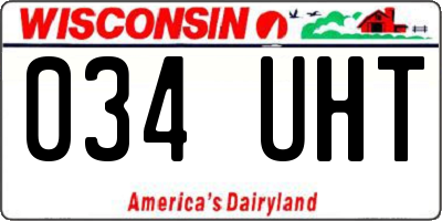 WI license plate 034UHT