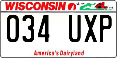 WI license plate 034UXP