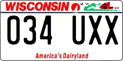 WI license plate 034UXX