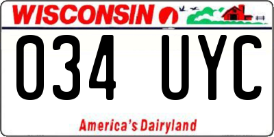 WI license plate 034UYC