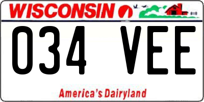 WI license plate 034VEE