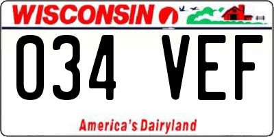 WI license plate 034VEF