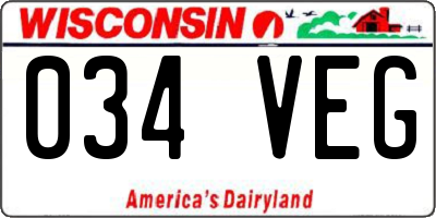 WI license plate 034VEG