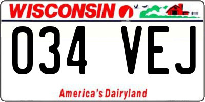 WI license plate 034VEJ