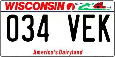 WI license plate 034VEK