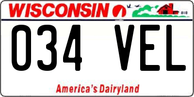 WI license plate 034VEL
