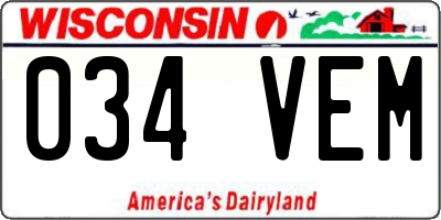WI license plate 034VEM