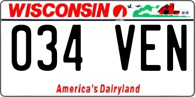 WI license plate 034VEN