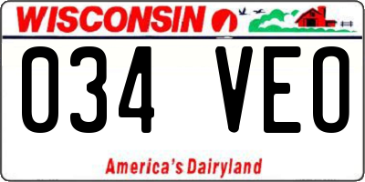 WI license plate 034VEO