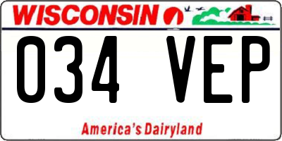 WI license plate 034VEP