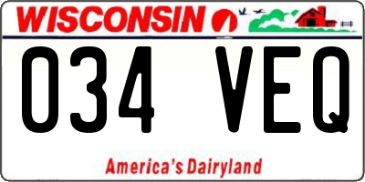 WI license plate 034VEQ