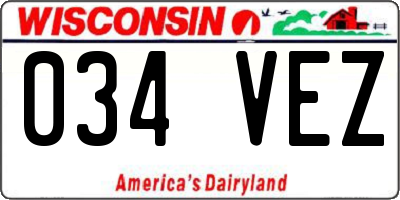 WI license plate 034VEZ