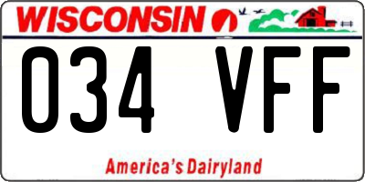 WI license plate 034VFF
