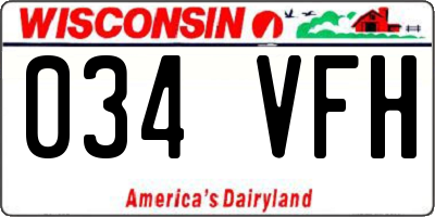WI license plate 034VFH