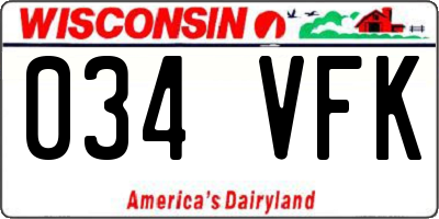 WI license plate 034VFK