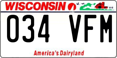 WI license plate 034VFM
