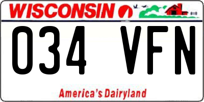 WI license plate 034VFN
