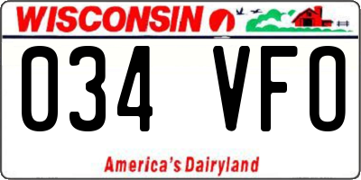WI license plate 034VFO