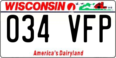 WI license plate 034VFP