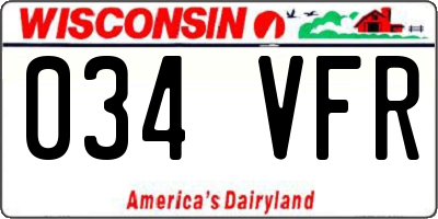 WI license plate 034VFR