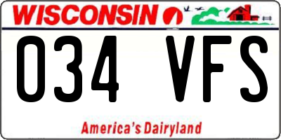 WI license plate 034VFS