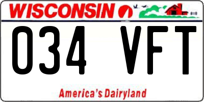 WI license plate 034VFT