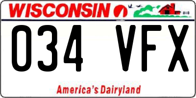 WI license plate 034VFX