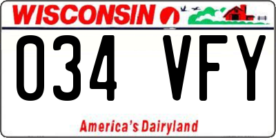 WI license plate 034VFY