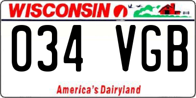 WI license plate 034VGB
