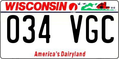 WI license plate 034VGC