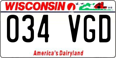 WI license plate 034VGD