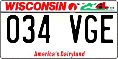 WI license plate 034VGE