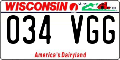 WI license plate 034VGG