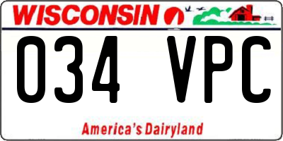 WI license plate 034VPC