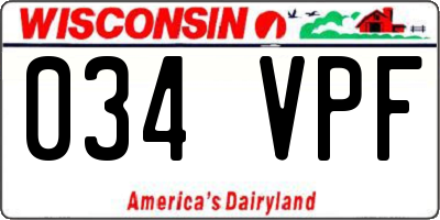WI license plate 034VPF