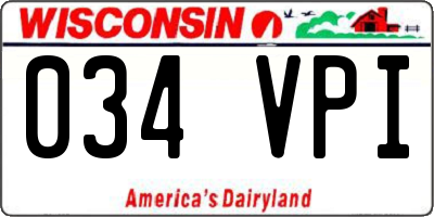 WI license plate 034VPI