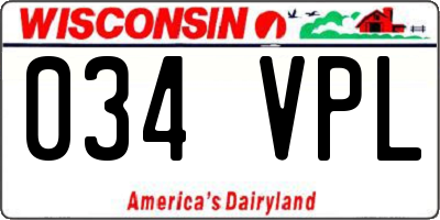 WI license plate 034VPL