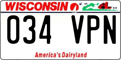 WI license plate 034VPN