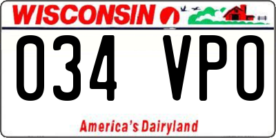 WI license plate 034VPO