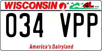 WI license plate 034VPP