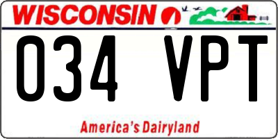 WI license plate 034VPT