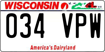 WI license plate 034VPW