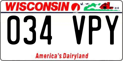 WI license plate 034VPY