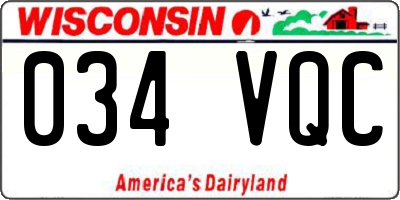 WI license plate 034VQC